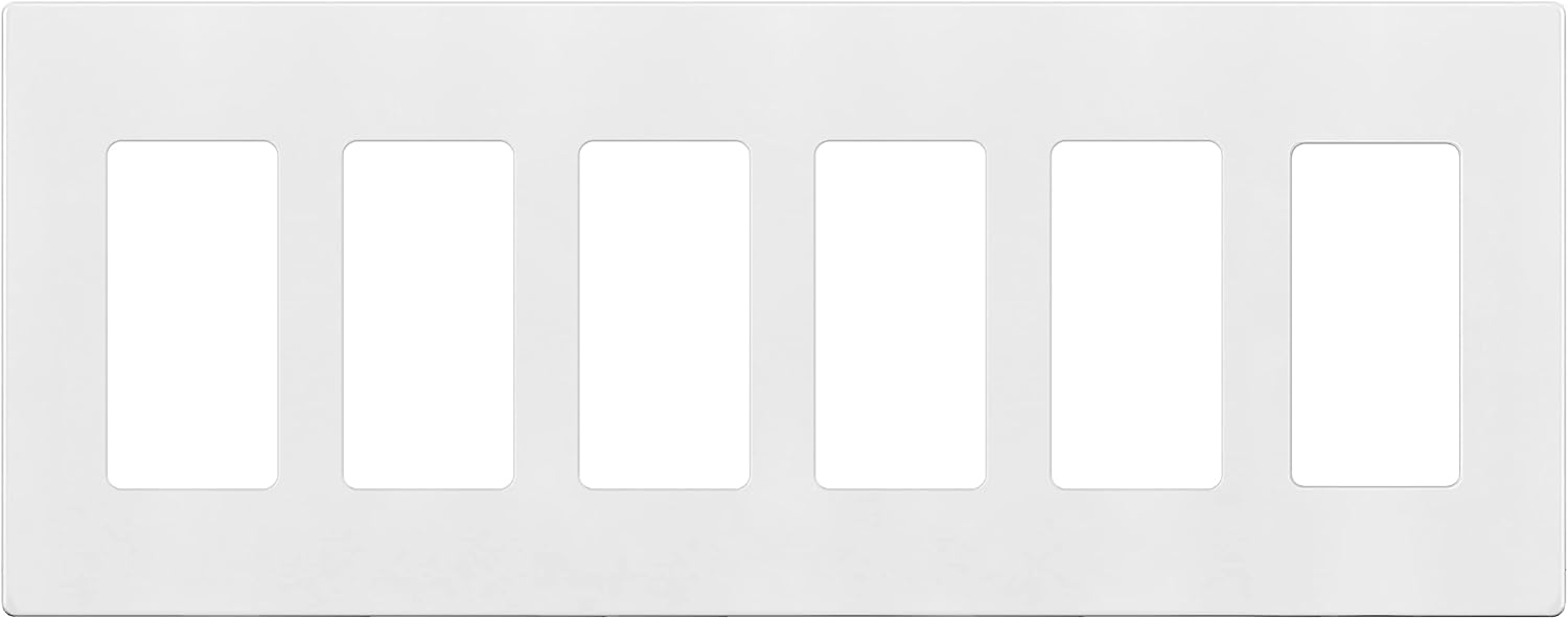 ENERLITES Screwless Decorator Wall Plate, Child Safe Outlet Covers, 6-Gang, Unbreakable Polycarbonate Thermoplastic, SI8836-W, Glossy, White