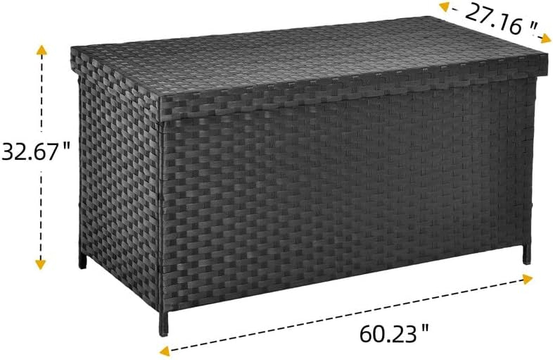 Black Wicker 170 Gallon Outdoor Storage Deck Box