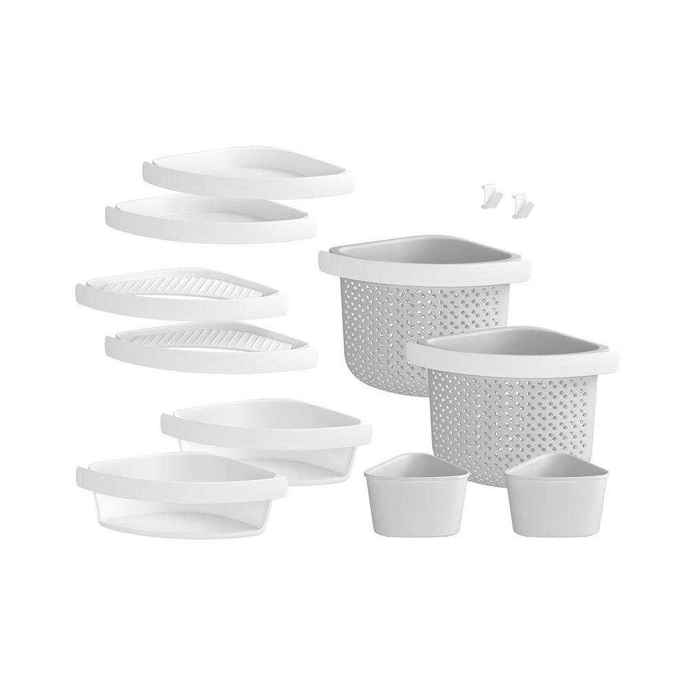 STORE+ 12-Piece Wall Mounted Shower Caddy in White Finish