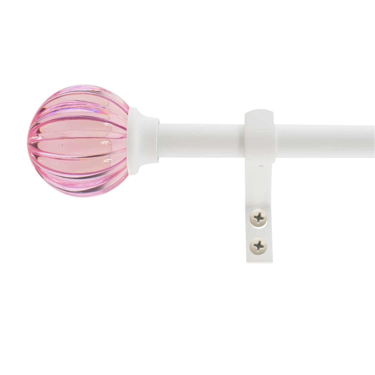 Decopolitan 48-in to 86-in Pink Steel Single curtain rod with Finials