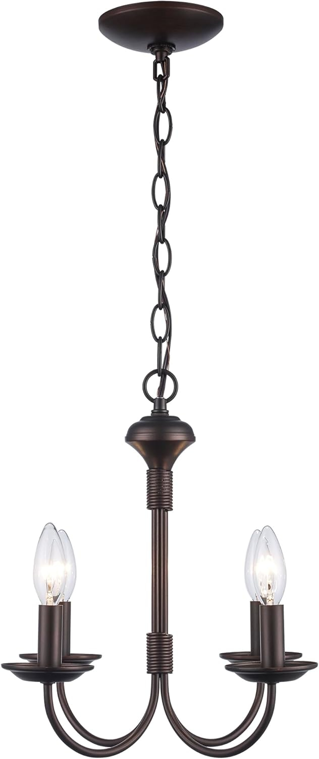 Lucid Lighting 4 -Light Oil-rubbed Bronze Transitional For Use in Bedrooms, Dining Rooms, Foyers, Kitchens, Living Rooms Chandelier