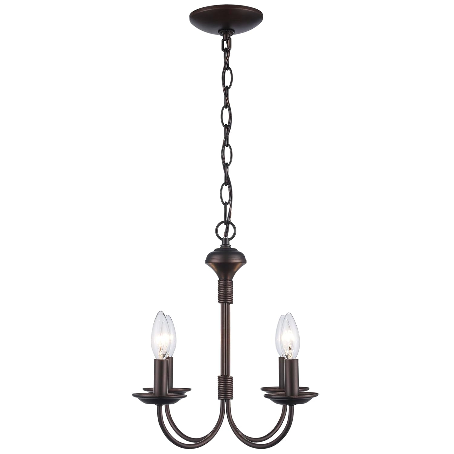 Lucid Lighting 4 -Light Oil-rubbed Bronze Transitional For Use in Bedrooms, Dining Rooms, Foyers, Kitchens, Living Rooms Chandelier