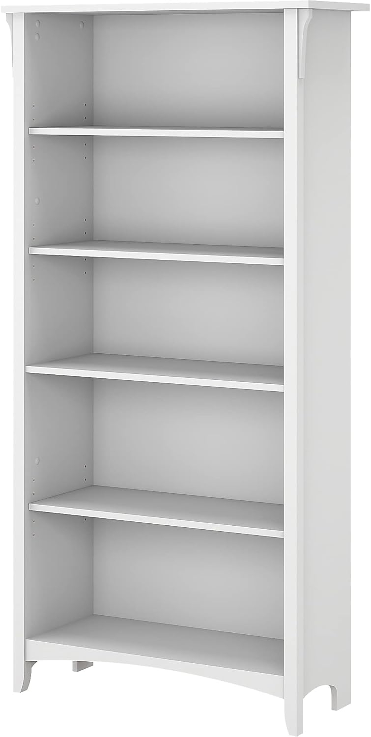 Salinas Tall 5 Shelf Bookcase in Pure White and Shiplap Gray - Engineered Wood