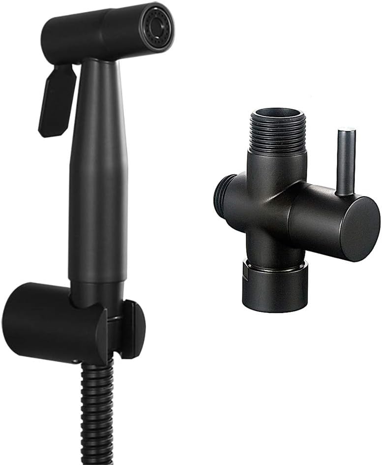 Matte Black Handheld Bidet Sprayer Diaper Shattaf Douche Complete Bidet Set with 7/8 T-Adapter for Toilet Bathroom