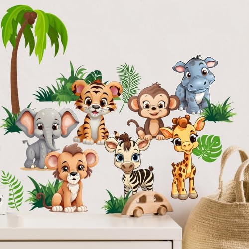 Premium Vinyl Jungle Animal Wall Decals for Nursery & Kids' Room
