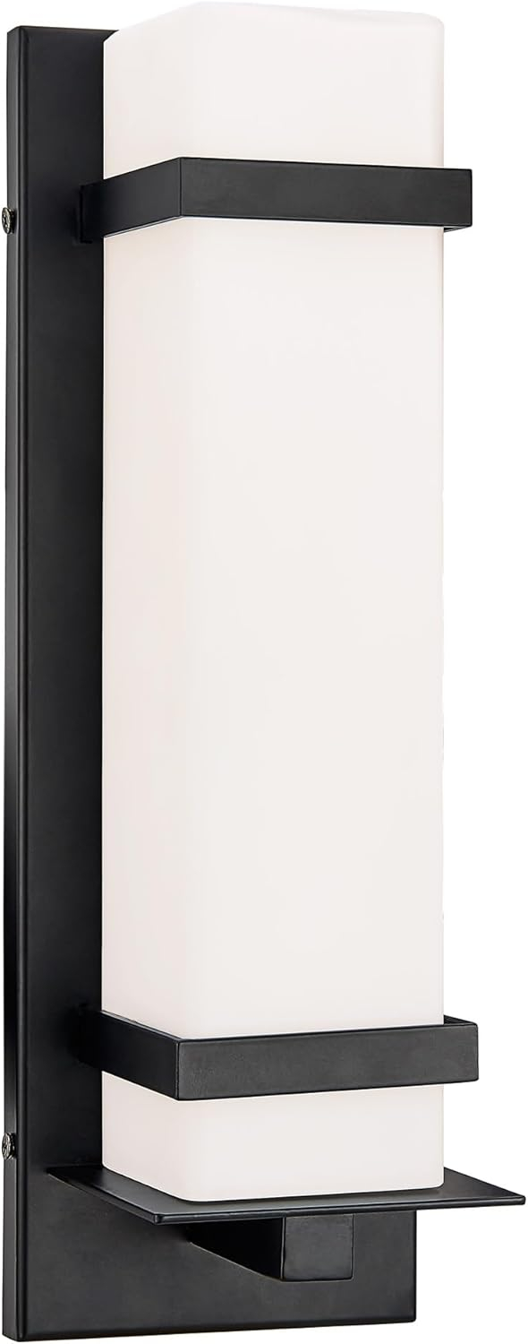 Davis 1-Light Indoor/Outdoor ADA Compliant Wall Light with White Opal Glass, Wet Rated for Porch, Patio, and Entryway – Design House, 588590-BLK