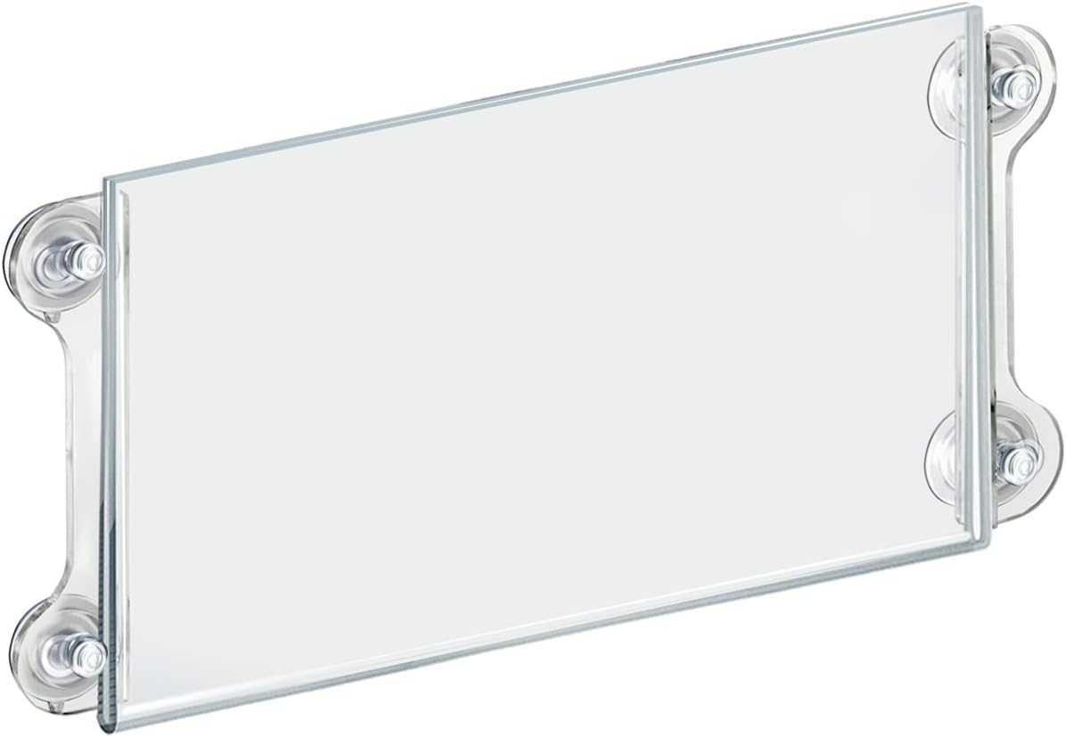 Clear Acrylic Landscape Sign Holder with Suction Cups, Pack of 2