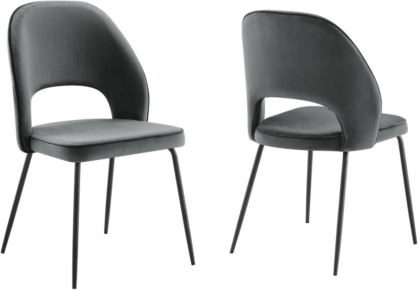 Modway Nico 18.5" Velvet Dining Chairs in Gray/Black (Set of 2)