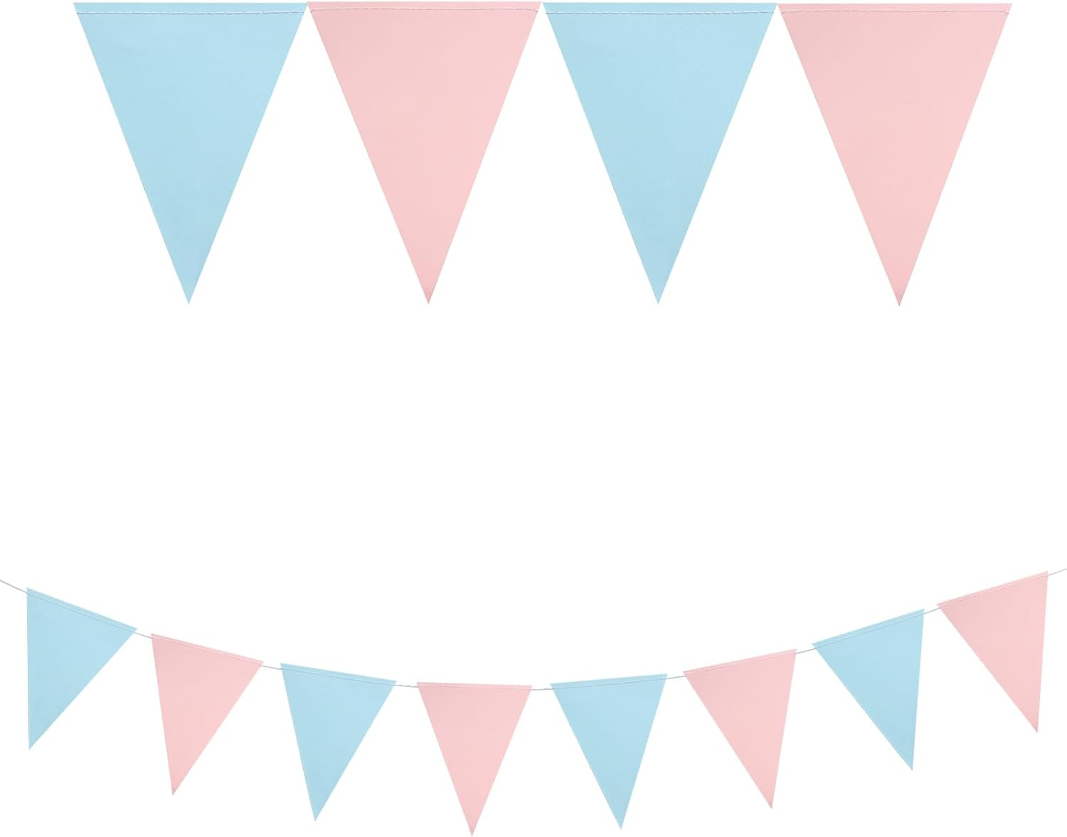 Mefuny 30 Feet Gender Reveal Pennant Banner 48PCS Light Blue and Pink Paper Triangle Flags Hanging Decor for Baby Shower Boy or Girl Gender Reveal Party Backdrop Birthday Party Nursery Decorations