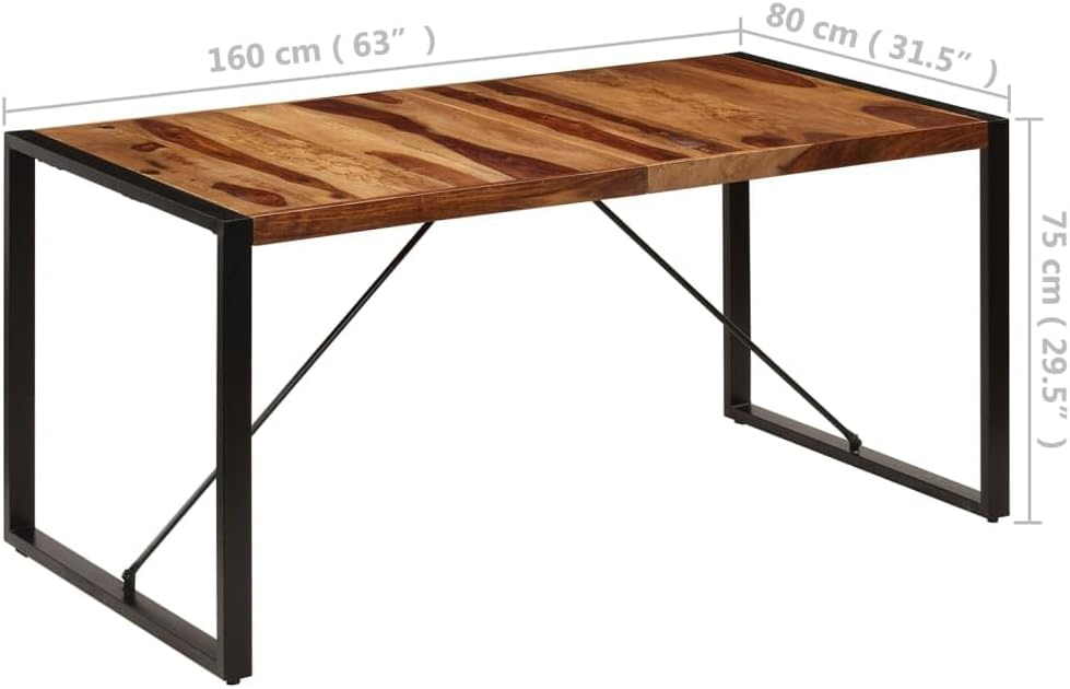 vidaXL Dining Table 63"x31.5"x29.5" Solid Sheesham Wood