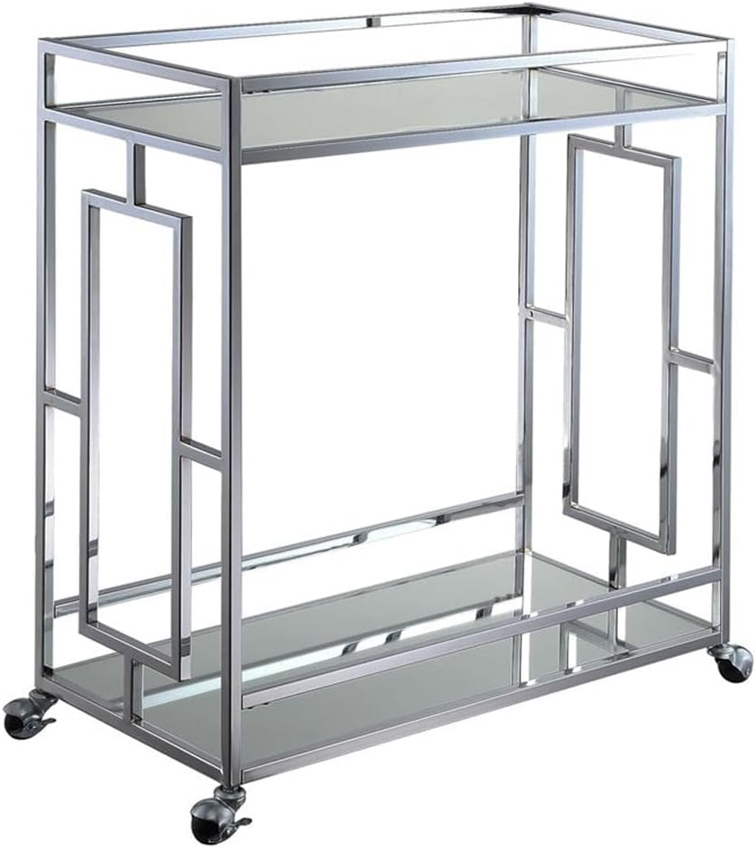 Convenience Concepts Town Square Carrito de Bar de 2 Niveles, Vidrio/espejo/cromo