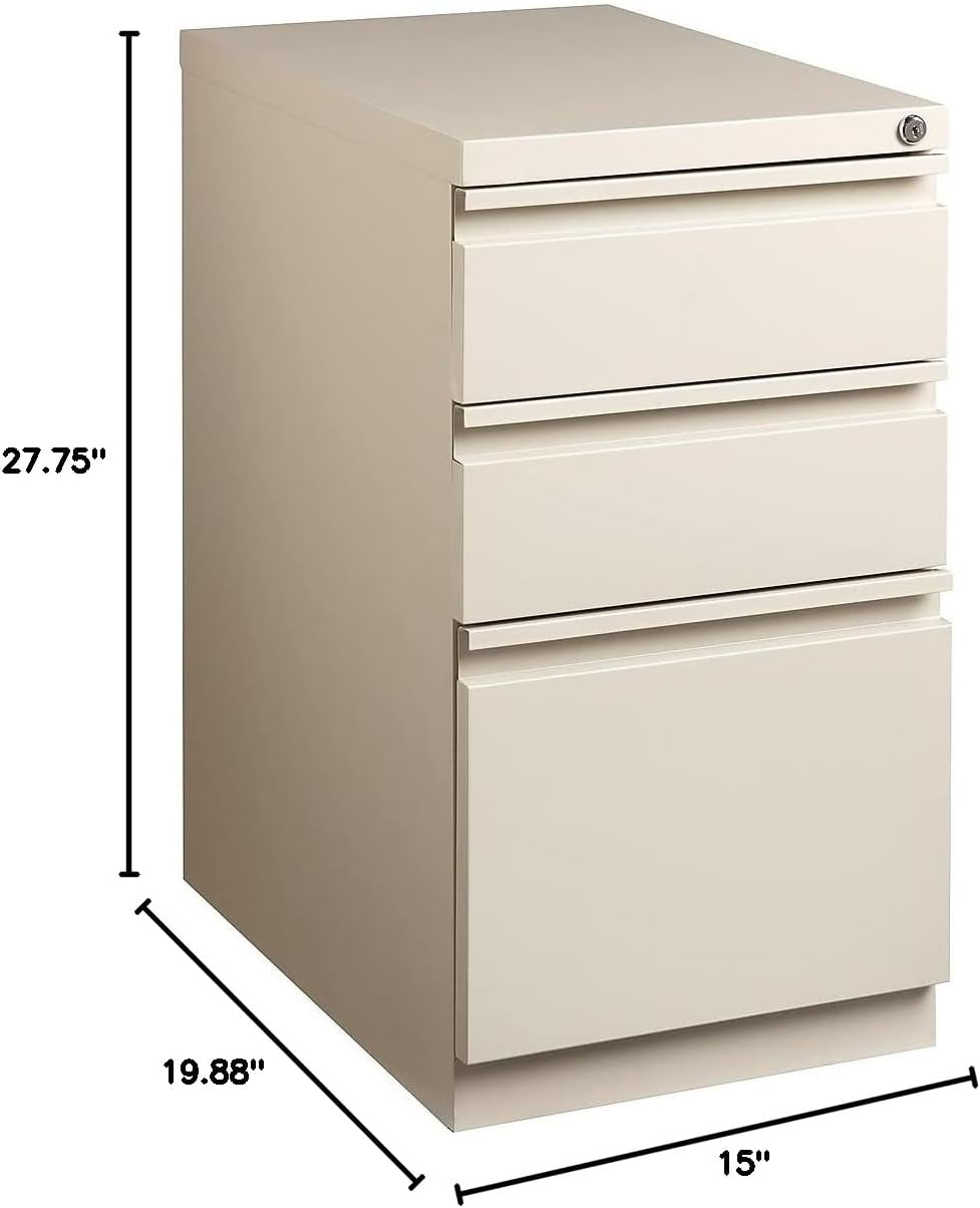 Staples 3-Drawer Mobile Pedestal File Cabinet Putty (20-Inch) 24871D