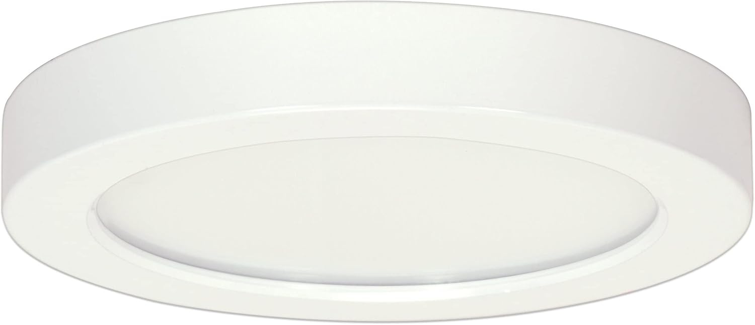Satin White 9" LED Flush Mount with Brushed Nickel Finish