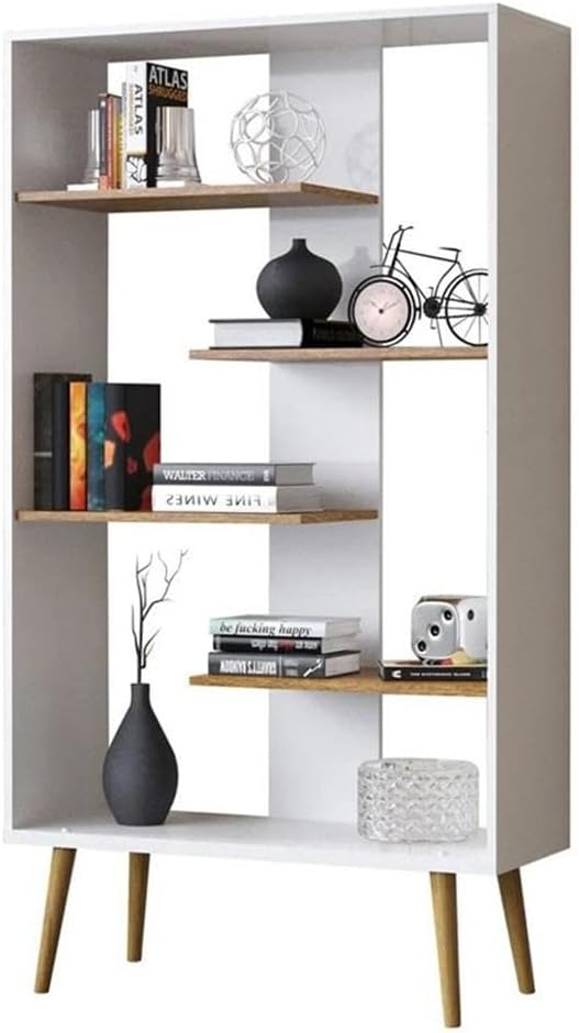 Boahaus Lund Standard Bookcase, 5 Open Shelves, Manufactured Wood, White