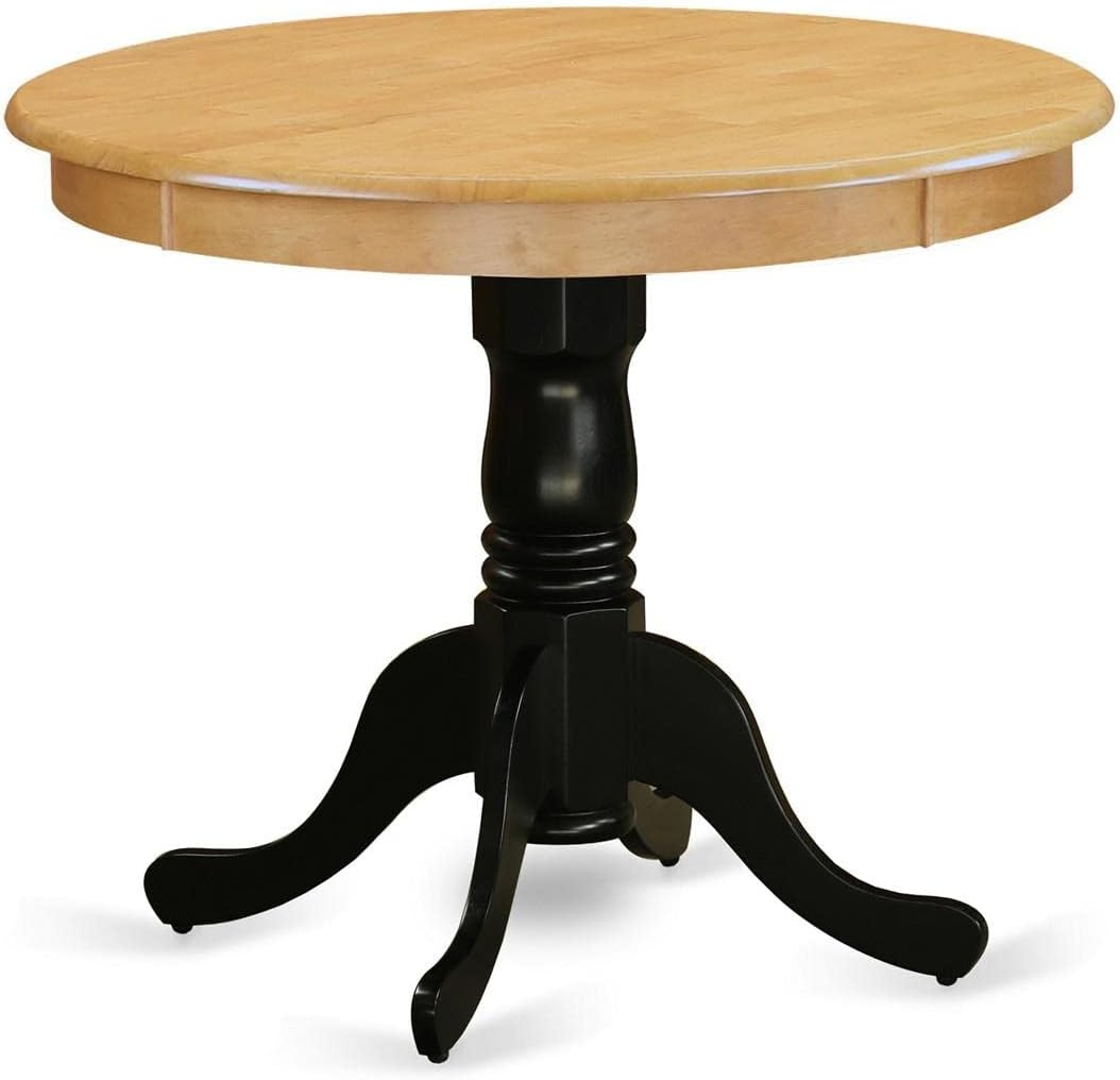 East West Furniture Antique 36" Round Wood Dining Table in Oak/Black
