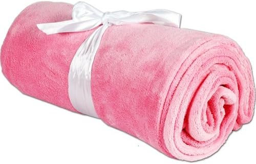 Threadart Super Soft Ultra Plush Fleece Throw Blankets 50"x60" | Fuzzy Soft Cozy Microfiber | Light Pink | 11 Colors available