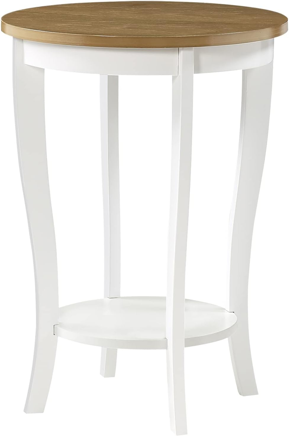 Convenience Concepts American Heritage Round Coffee Table with Shelf, Driftwood/White