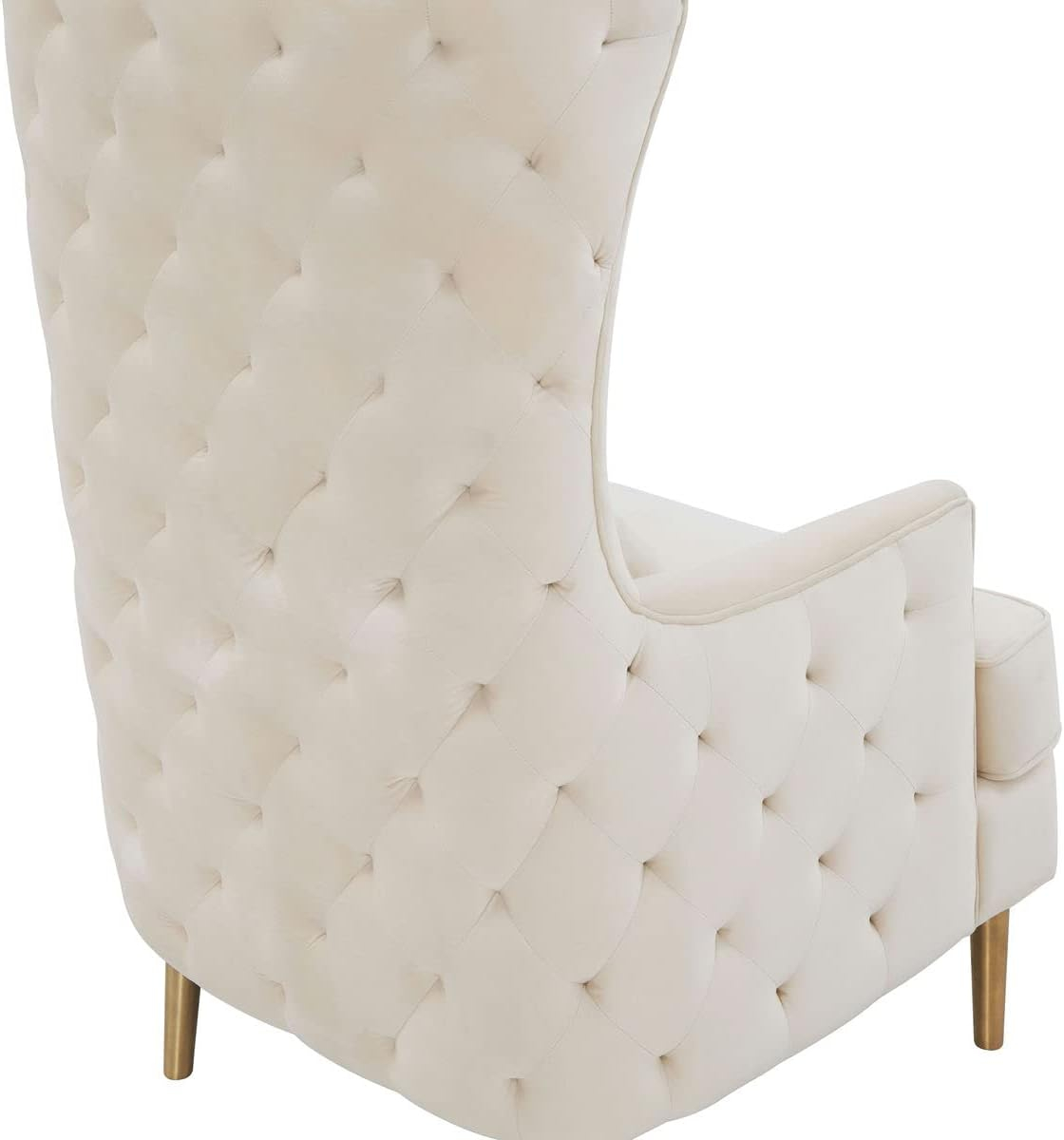 TOV Furniture Alina 19.7" Tall Tufted Back Velvet Accent Chair in Cream