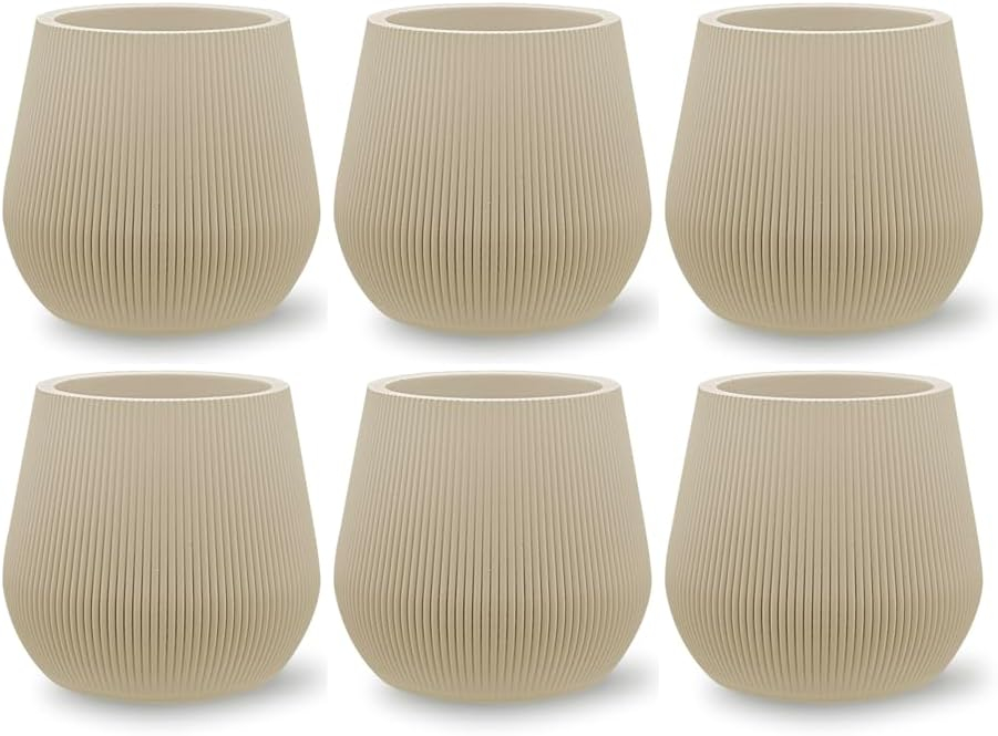 Koyal Wholesale 4" Desert Tan Ribbed Short Vases for Flowers, Fluted Flower Vase, Small Boho Vase, Mid Century Modern