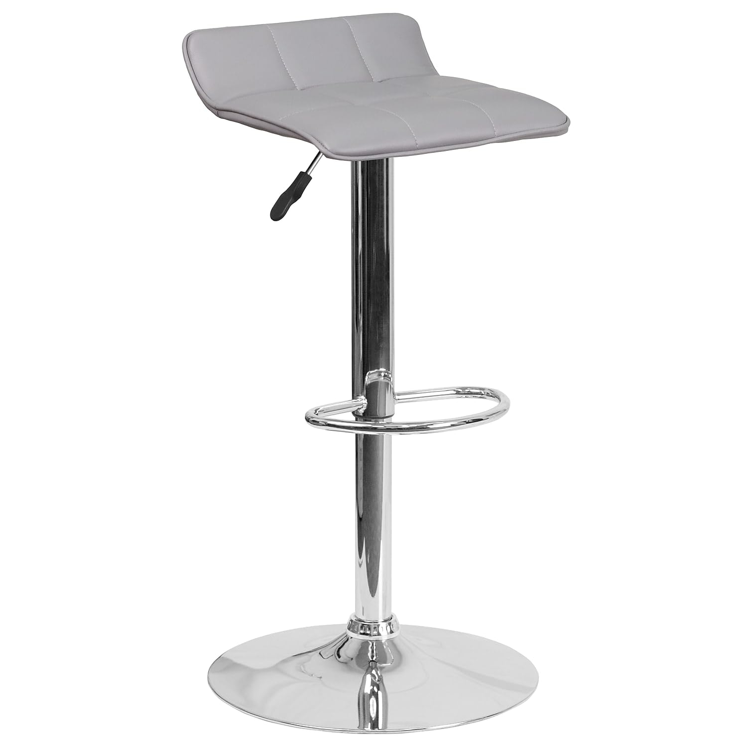 Flash Furniture Contemporary Black Vinyl Adjustable Height Barstool with Quilted Wave Seat and Chrome Base