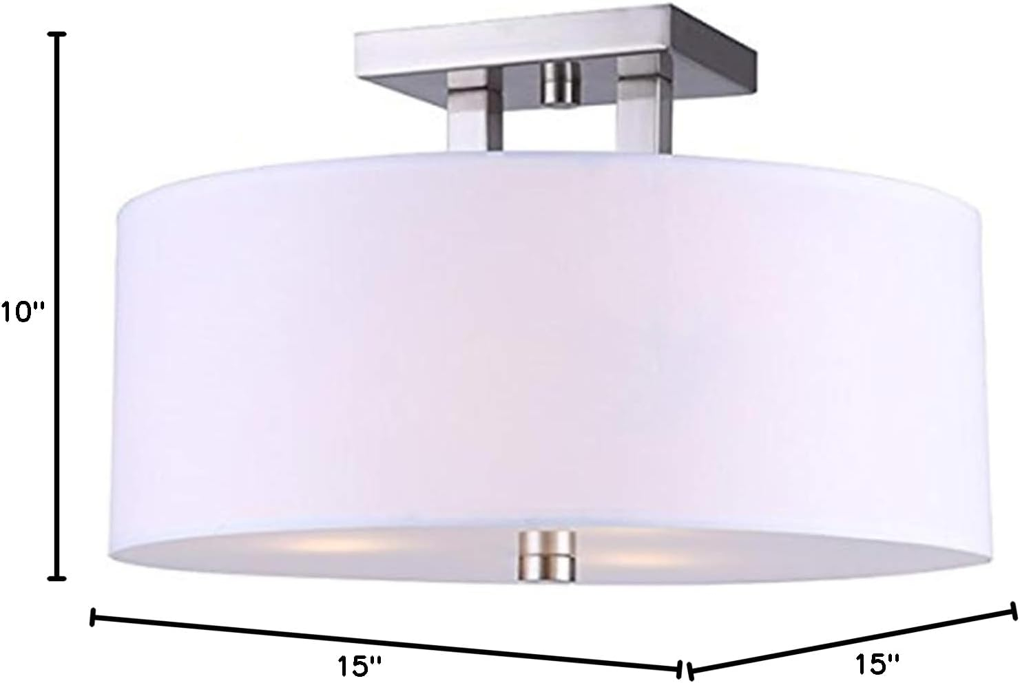 Brushed Nickel Semi-Flush Mount with White Glass Shade