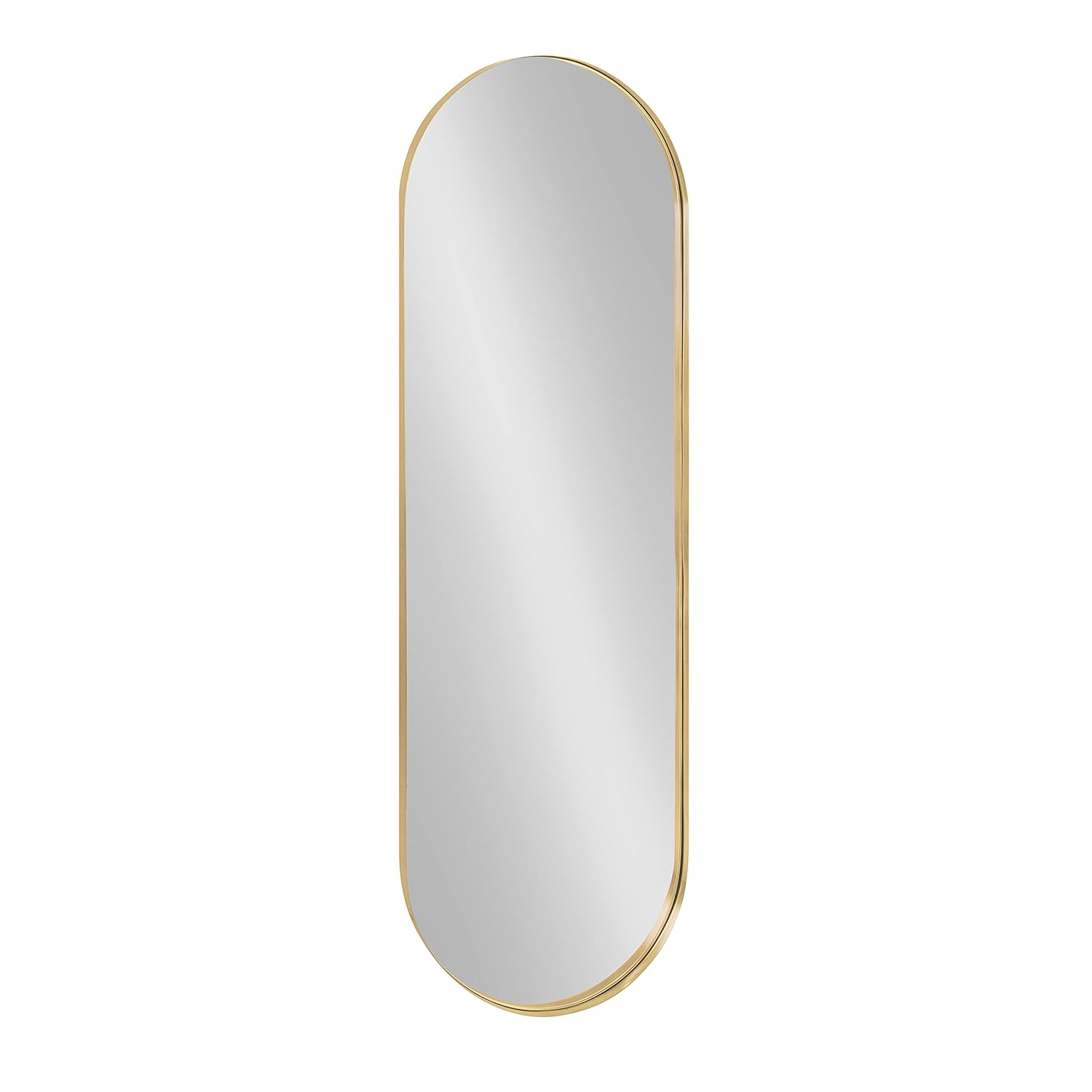 Kate and Laurel Rollo Midcentury Capsule Wall Mirror, 16 x 48, Gold, Decorative Full Length Oval Mirror for Wall
