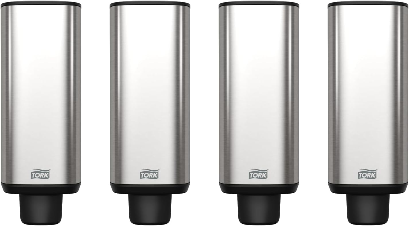 Tork Foam Skincare Manual Dispenser for Foam Soap and Hand Sanitizer 466000 - Economical, S4 Dispenser System, Color Stainless Steel (Pack of 1)