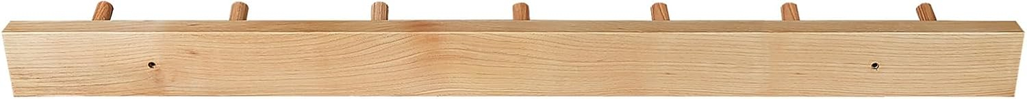 Natural Hickory Vertical Coat Rack with 7 Hooks
