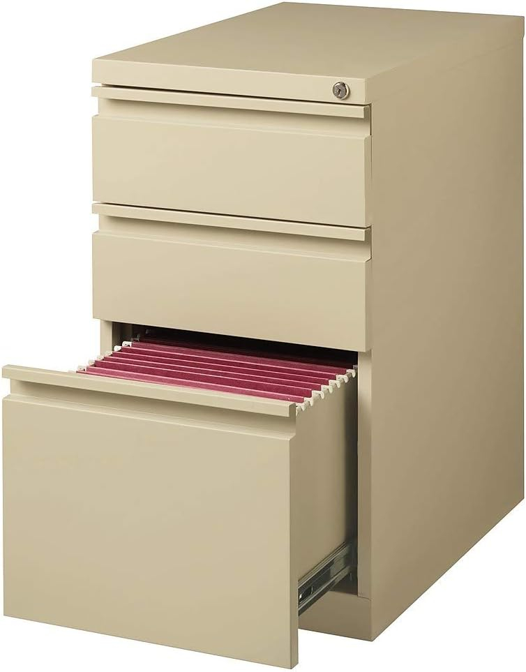 Staples 3-Drawer Mobile Pedestal File Cabinet Putty (20-Inch) 24871D