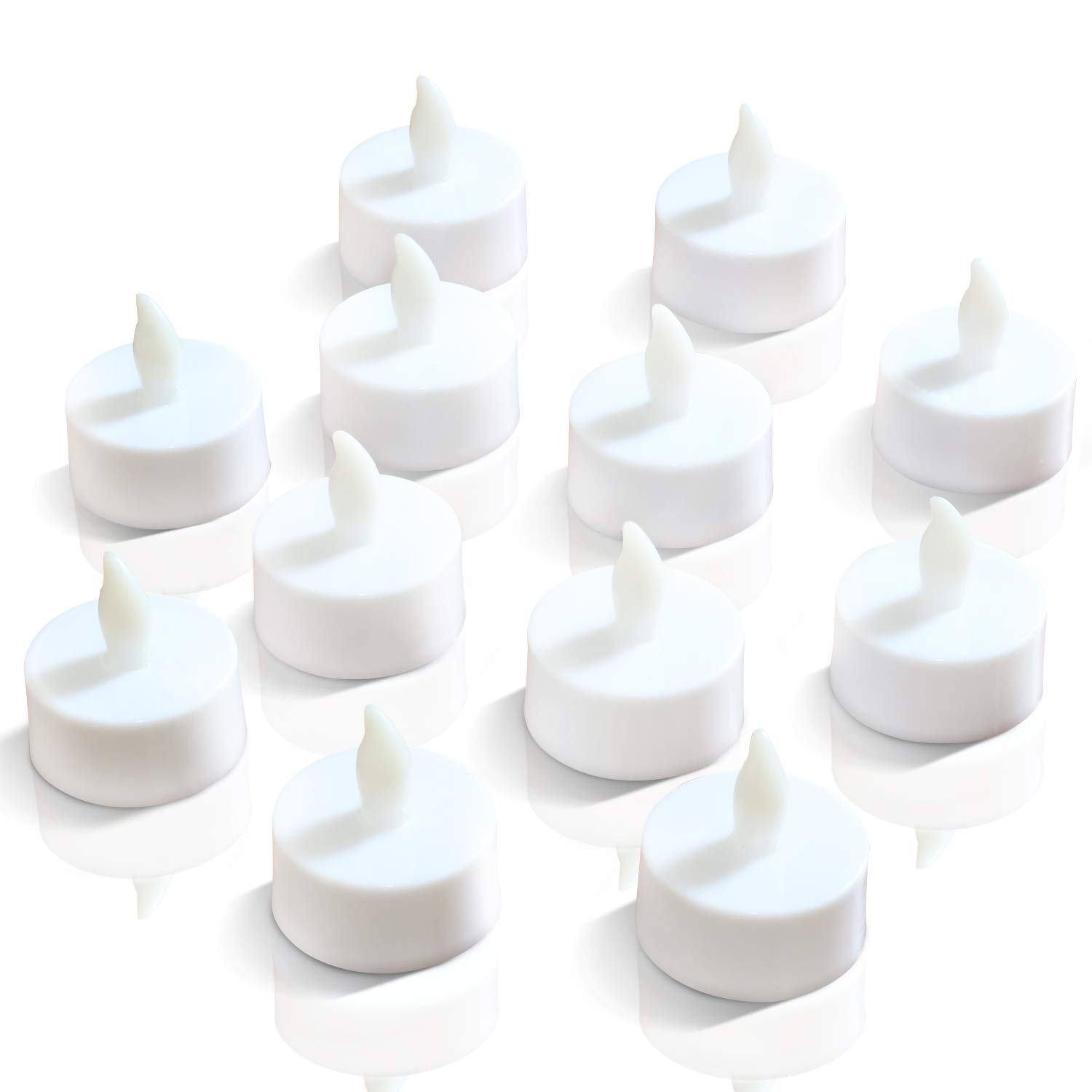Novelty Place 12 Pcs Flameless LED Tea Light Candles Flickering Electric Tealight Candles Battery-Powered