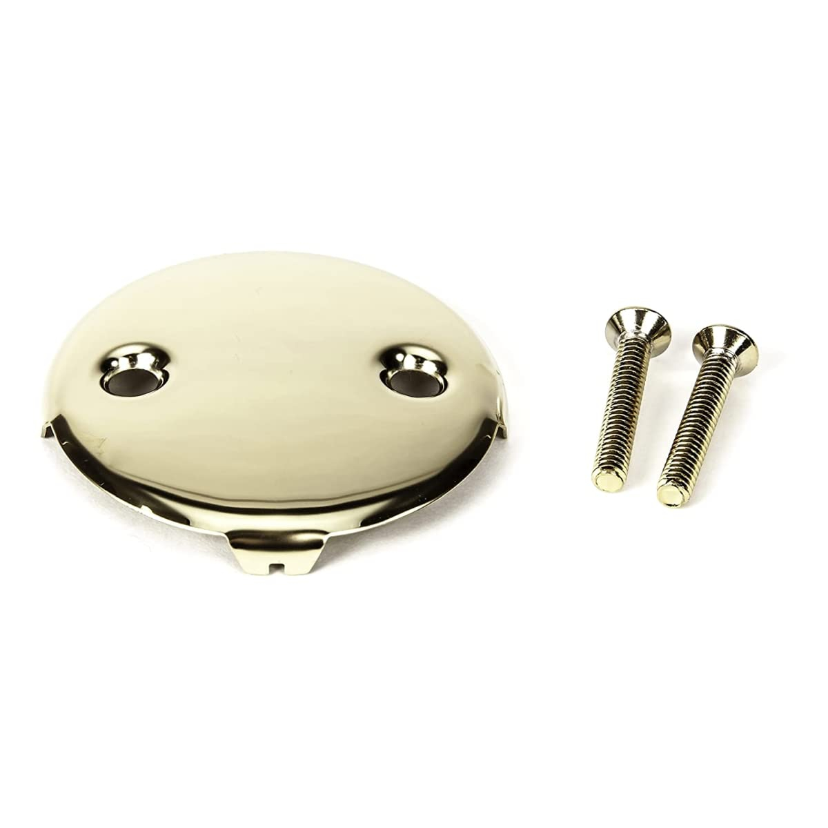 Universal Bathtub Drain Single/One (1) Hole Overflow Face Plate with Screw and Adapter to Fit 2-Hole in Polished Brass
