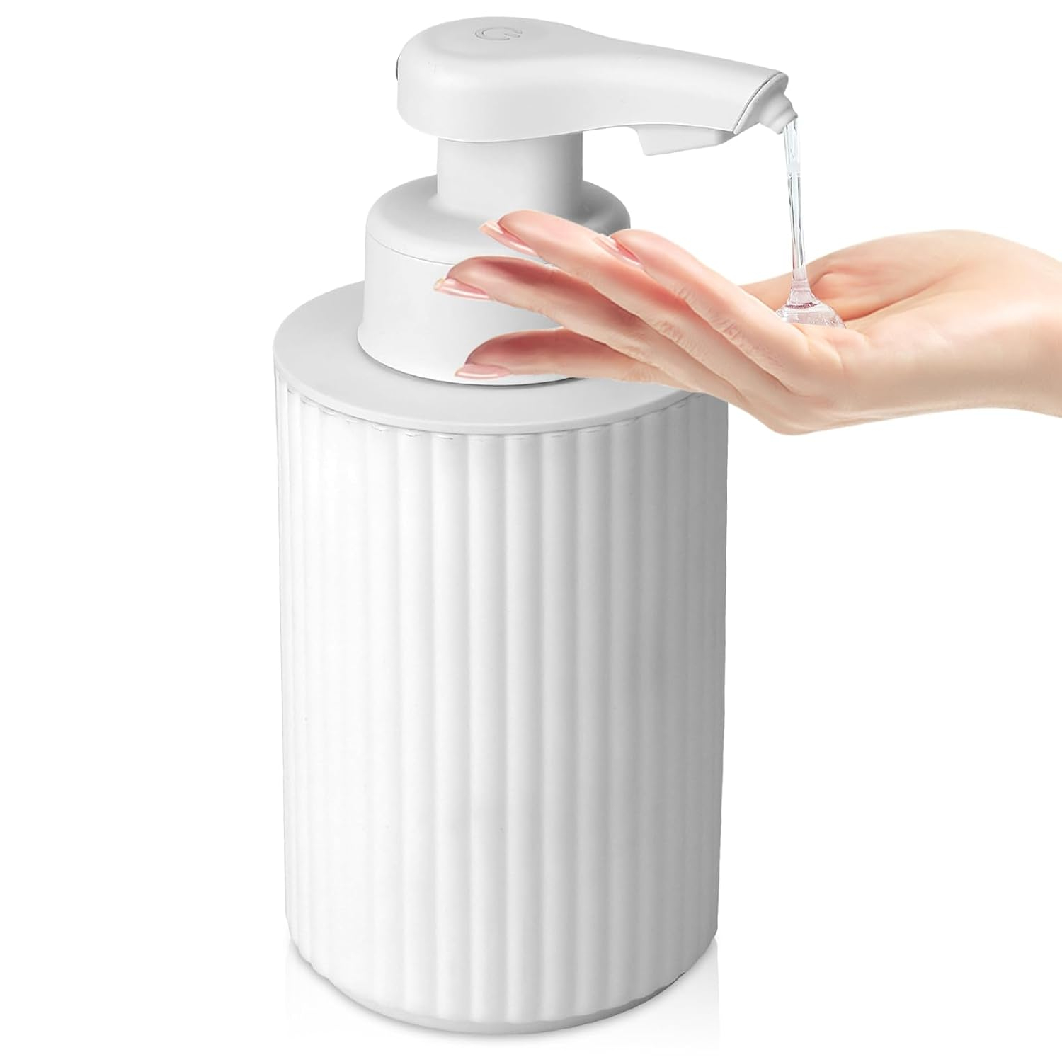 Automatic Soap Dispenser Liquid Touchless: 9oz White Plastic - Rechargeable Electric Smart 3 Level Adjustable Auto Hand Soap Dispenser - Dish Bathroom Kitchen