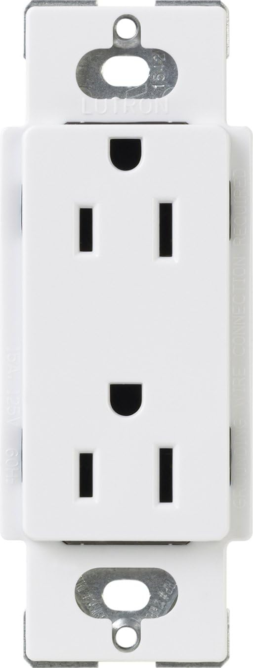 White Tamper-Resistant Duplex Receptacle with Sleek Design