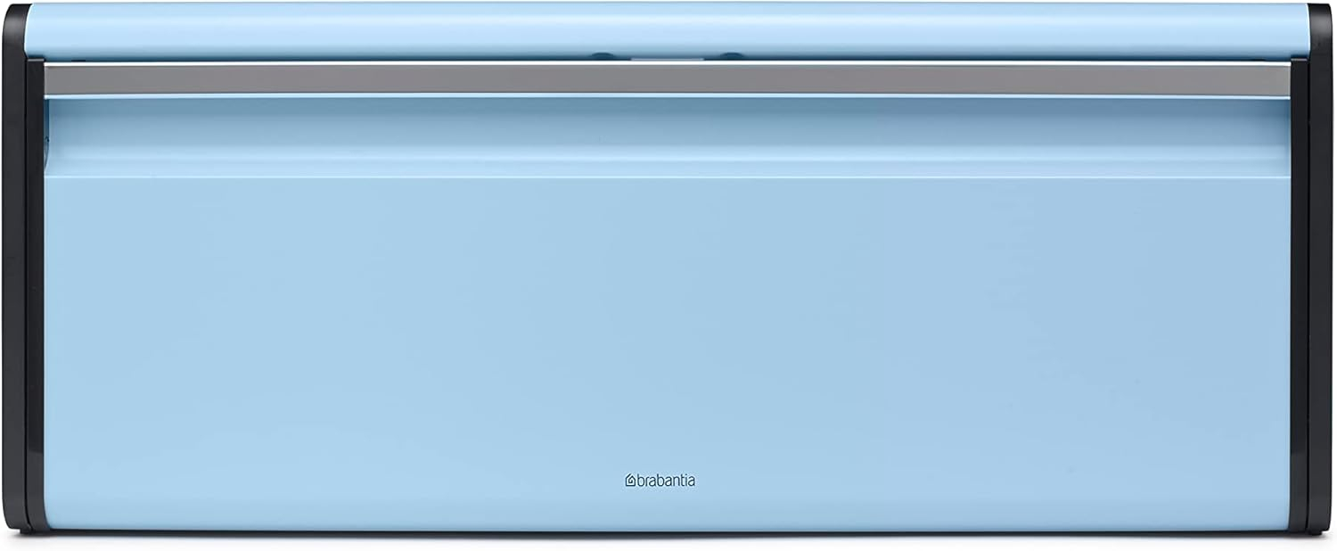 Dreamy Blue Large Rectangular Metal Bread Box with Flat Top