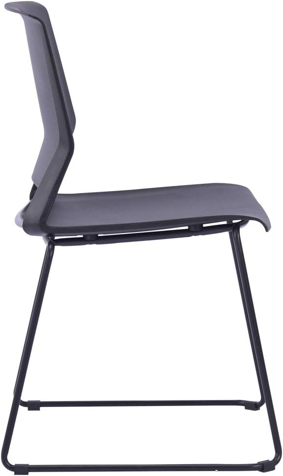 Sidanli Stacking Chairs Stackable Waiting Room Chairs Conference Room Chairs-Black (Set of 4)