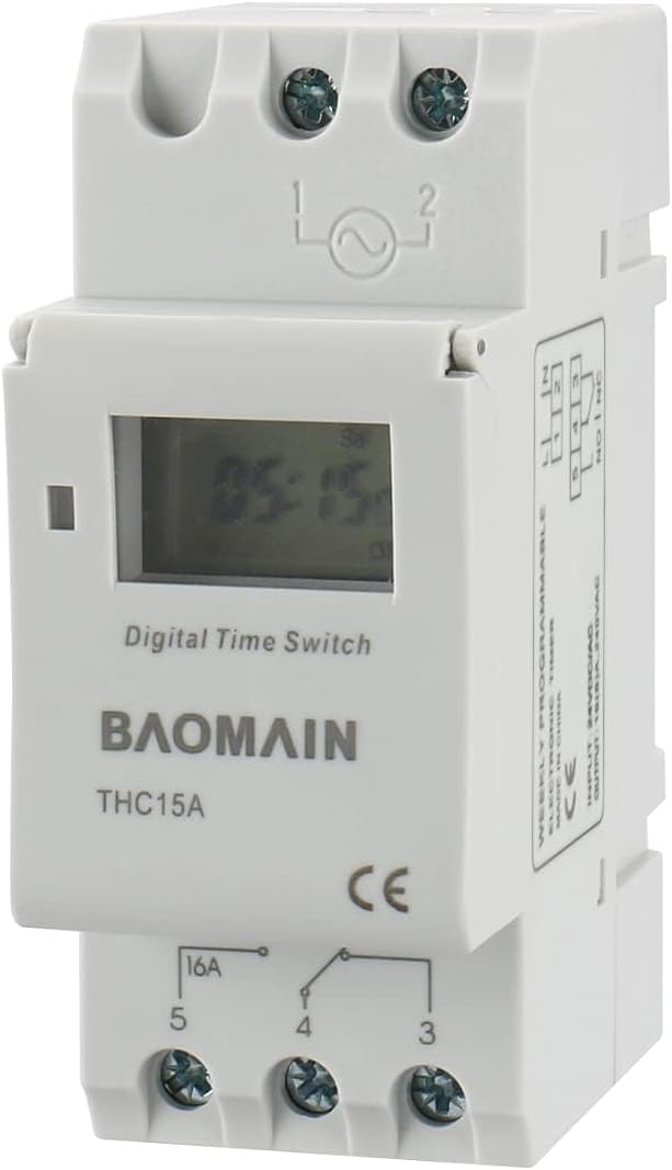 Baomain THC15A DC/AC 24V Digital LCD Power Programmable Timer Time Switch Relay 16A Amp