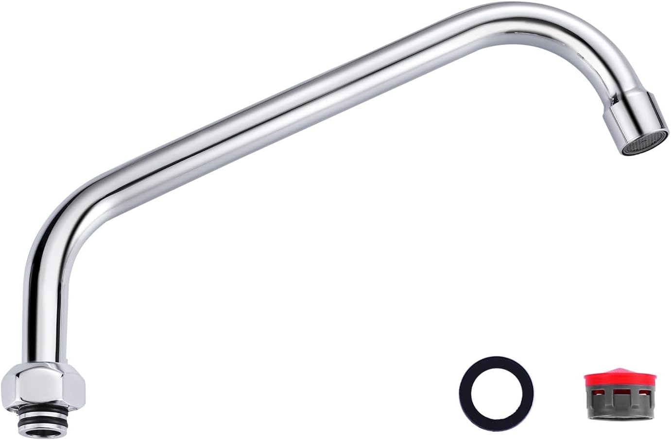 Commercial Faucet Swivel Spout Replacement: 10“ Add-on Swing Nozzle Spout - Chrome Polished Spout Replacement Part For Commercial Kitchen Sink Faucet - 1.8gpm/ 2.2gpm Aerator - G3/4 Internal Thread