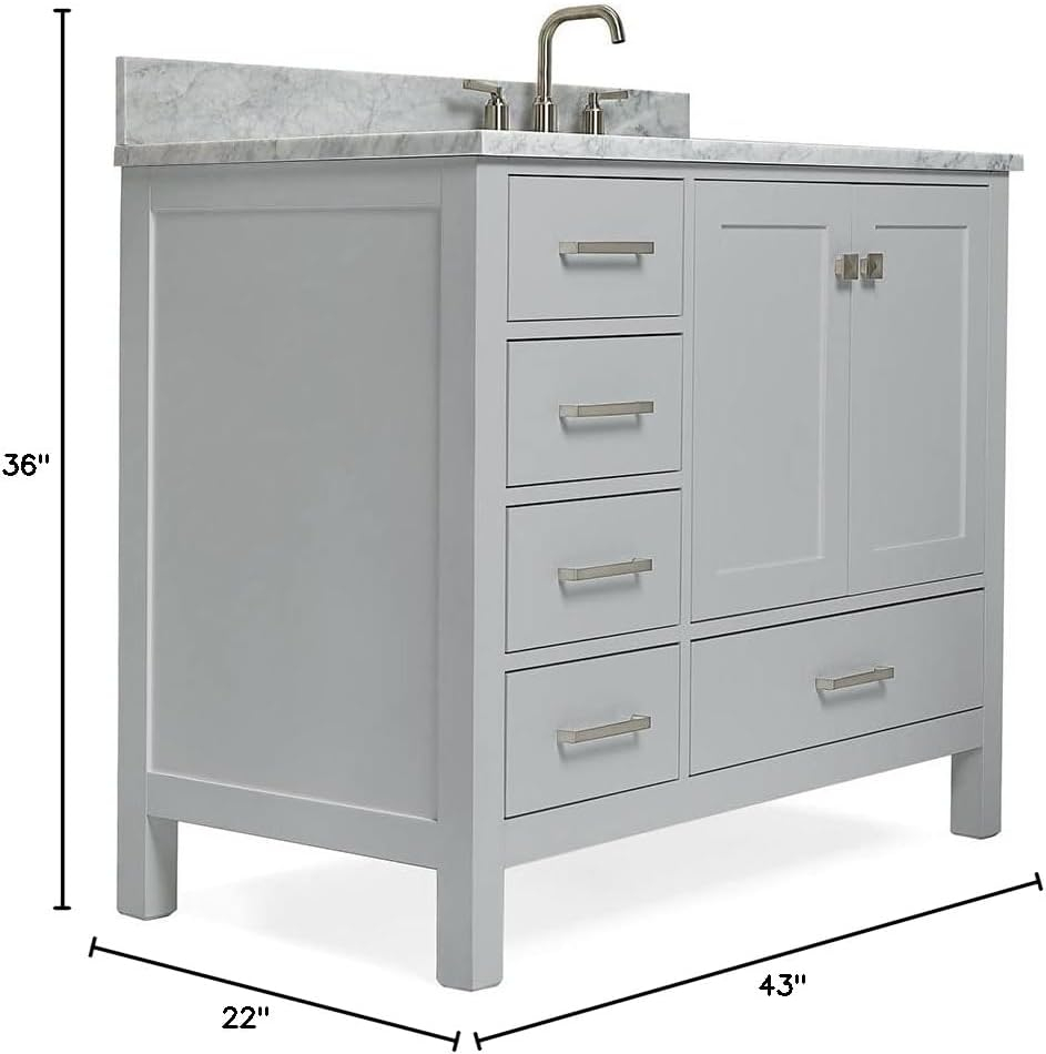 Ariel A043srcw2rvo Cambridge 43" Free Standing Single Basin Vanity Set - Grey