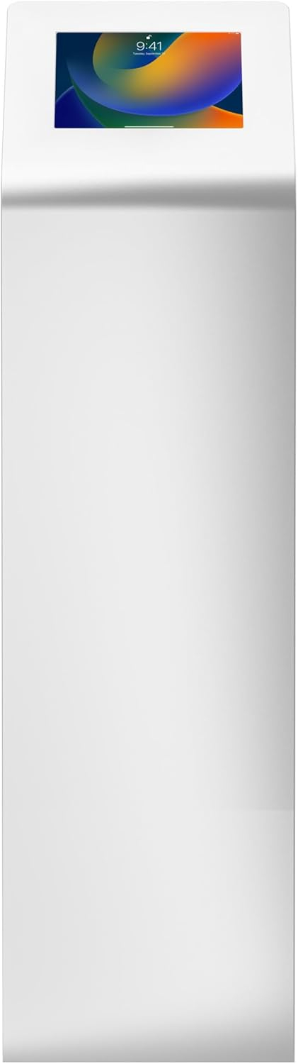 Tablet Kiosk Station – CTA Premium Heavy Duty Large Locking Floor Stand with Interior Cable Routing System for iPad 7th/ 8th/ 9th Gen 10.2” and Other 9-11” Tablets (PAD-KSDKW) – White