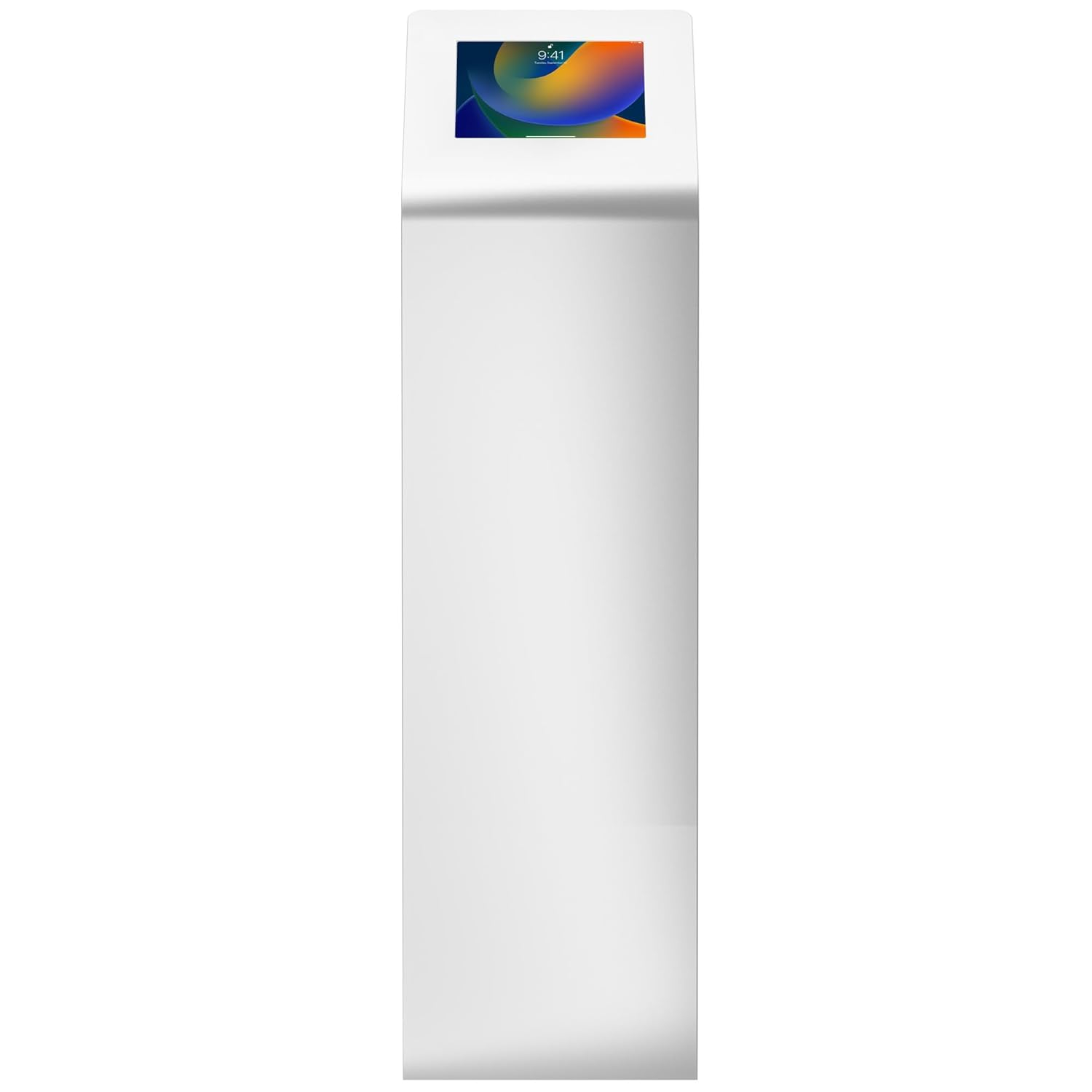 Tablet Kiosk Station – CTA Premium Heavy Duty Large Locking Floor Stand with Interior Cable Routing System for iPad 7th/ 8th/ 9th Gen 10.2” and Other 9-11” Tablets (PAD-KSDKW) – White