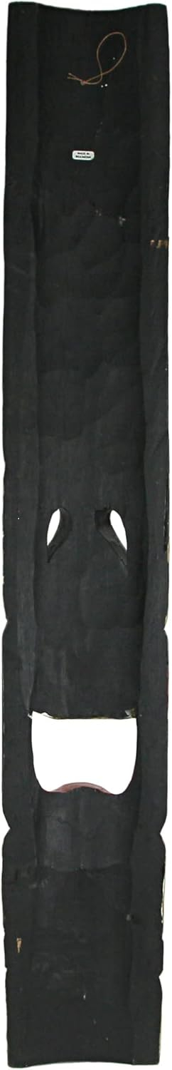 Set of 3 Hand Carved Polynesian Style Tiki Wall Hanging Masks - Unique 39.5-Inch Carvings for Home, Patio, or Tiki Bar Decor - Handcrafted with Lively Island Colors
