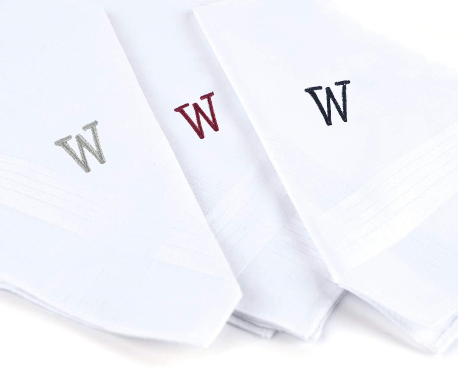 White Cotton Monogrammed Handkerchief Set for Men