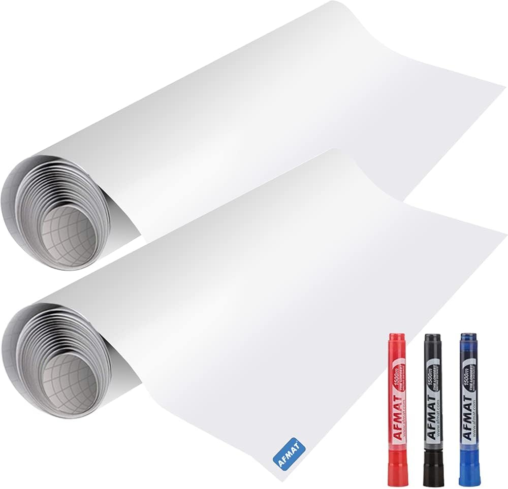 White Board Wallpaper, Whiteboard Roll, Stick on White Boards for Wall, 1.5x11ft Peel and Stick Dry Erase Roll, Stain-Proof, Super Sticky Whiteboard Sticker Wall Decal for Wall/Table/Door, 2 Rolls
