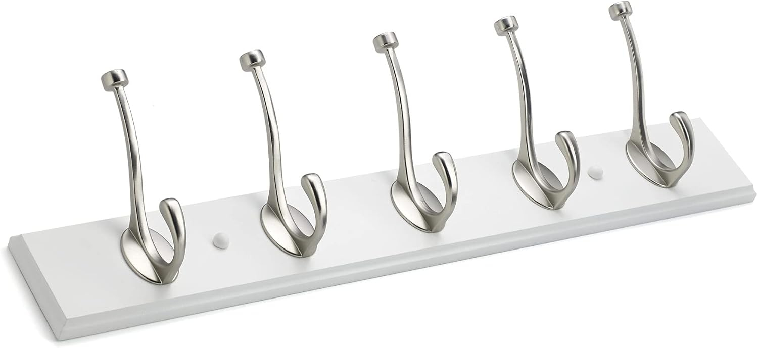 25-5/8 in. (650 mm) White and Brushed Nickel Transitional Hook Rack
