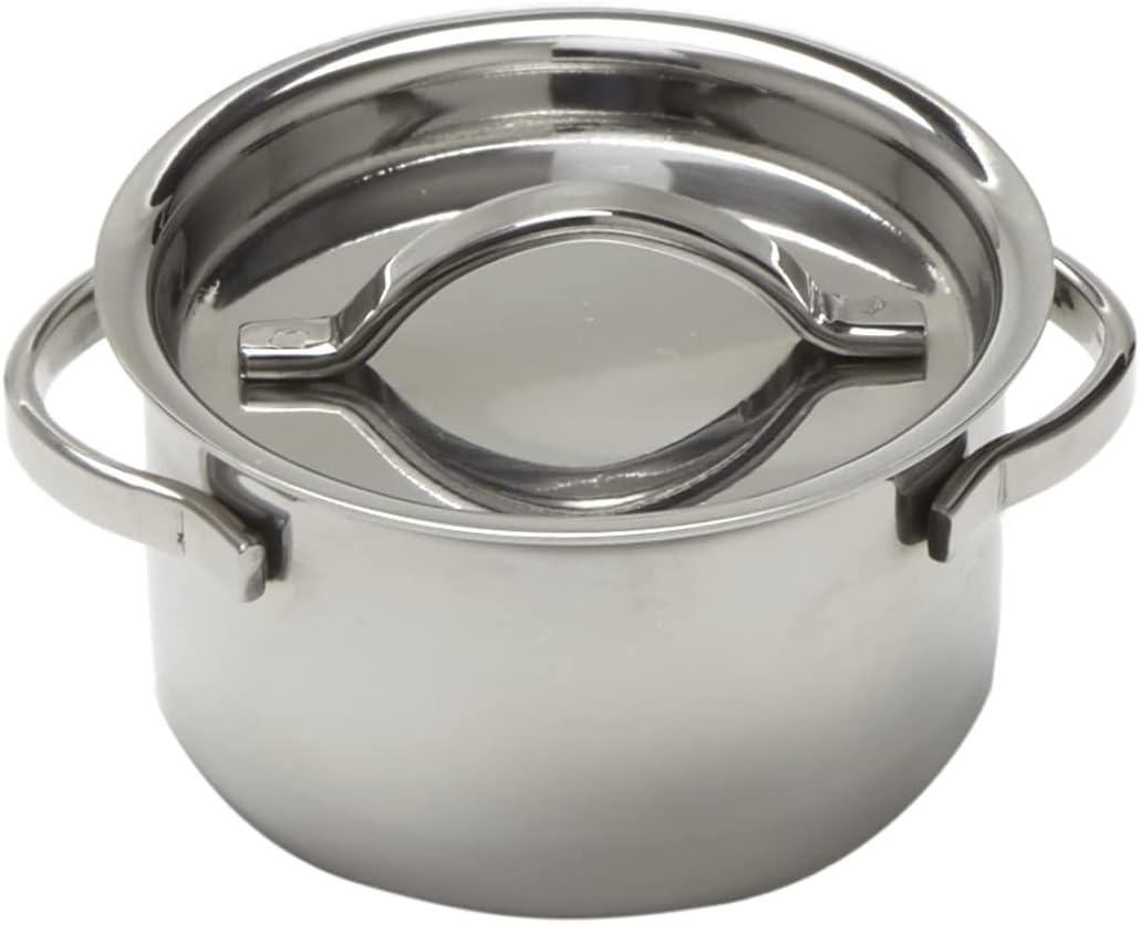 Mini Round Stainless Steel Pot with Lid and Handles, 4 oz