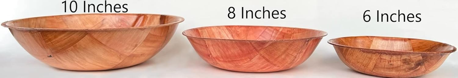 Round Woven Wood Snack or Salad Bowl: 10, Set of 4 by Winco
