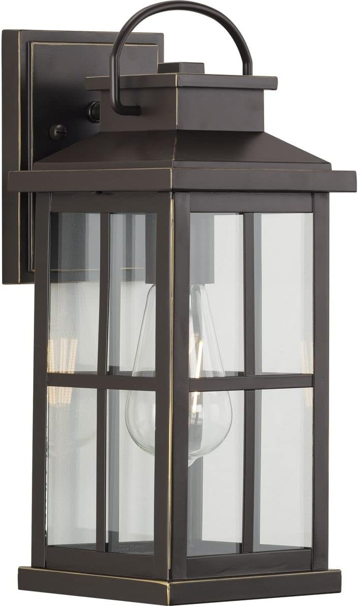 Progress Lighting Williamston 1-Light Antique Bronze Outdoor Wall Lantern with Clear Glass Shade