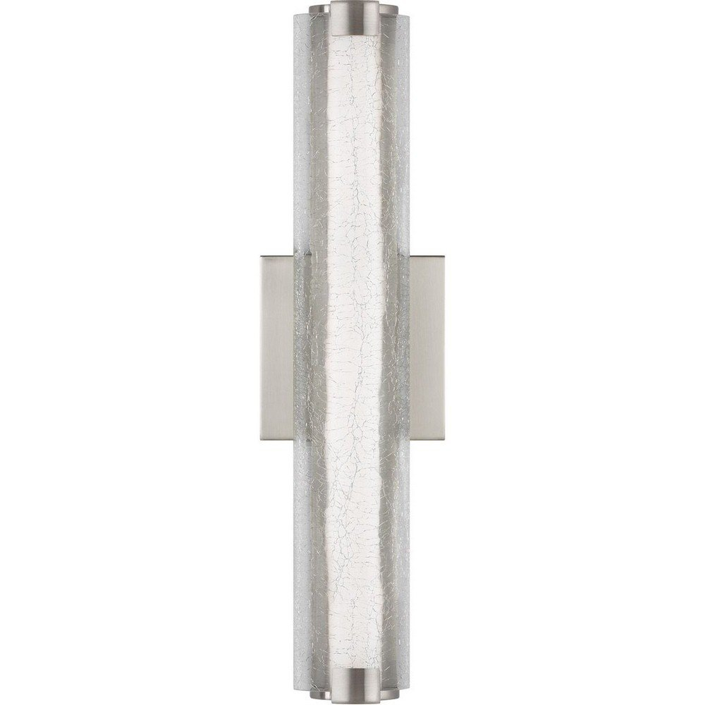 Satin Nickel 18" LED Wall Sconce with Clear Crackle Glass