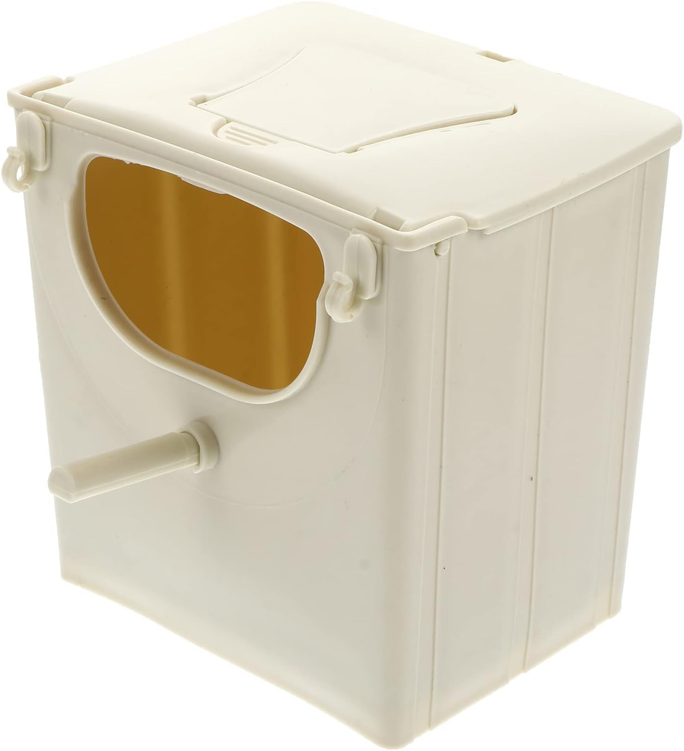 Off-White Plastic Parakeet Nesting Box with Perch
