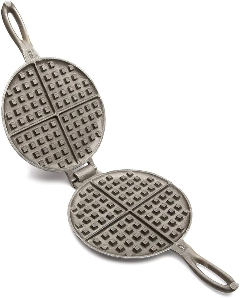 Traditional Round Black Cast Iron Waffle Maker